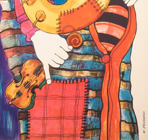 Cyrk Two Musical Clowns 1972 Polish Circus Poster, Stachurski - detail