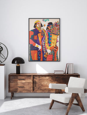 Cyrk Two Musical Clowns 1972 Polish Circus Poster, Stachurski