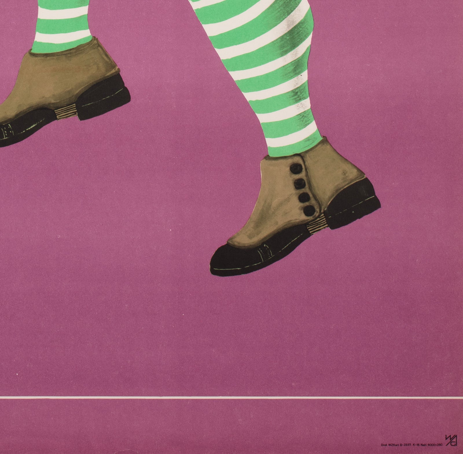 CYRK Unicycle Gentlemen 1970 Original Polish Circus Poster, Hilscher - detail