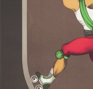 Cyrk Weight Lifting Skater 1974 Polish Circus Poster, Jan Kotarbinski - detail