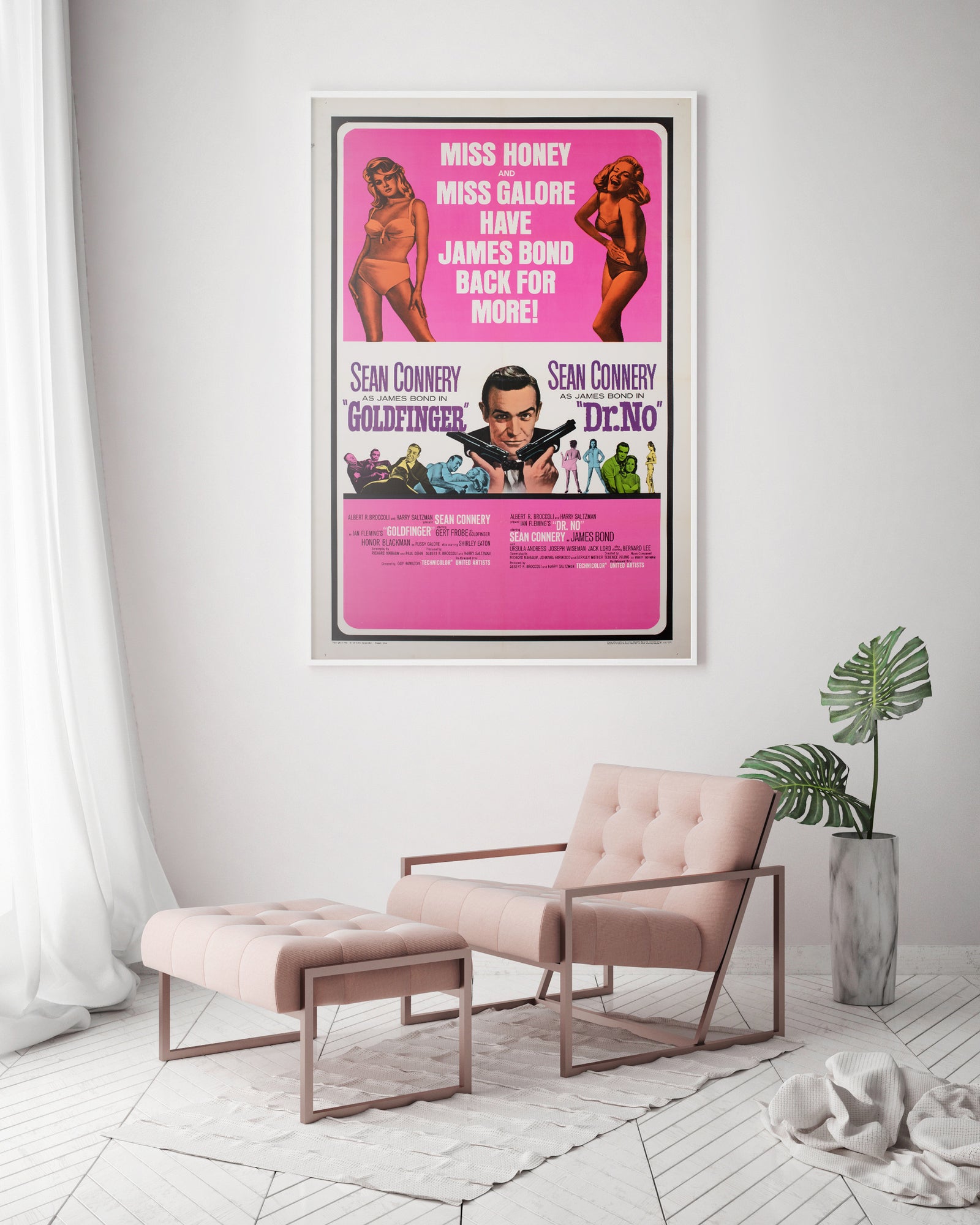 Goldfinger Dr No Double Bill R1966 US 1 Sheet Film Poster, James Bond
