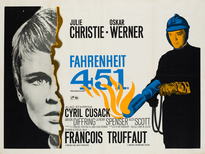 Original R1970s Fahrenheit 451 UK Quad film movie poster
