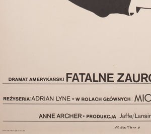 Fatal Attraction 1988 Polish B1 Film Poster, Kalkus - detail