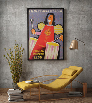 Fiestas de la Merced 1956 Barcelona Travel Poster, Domenech