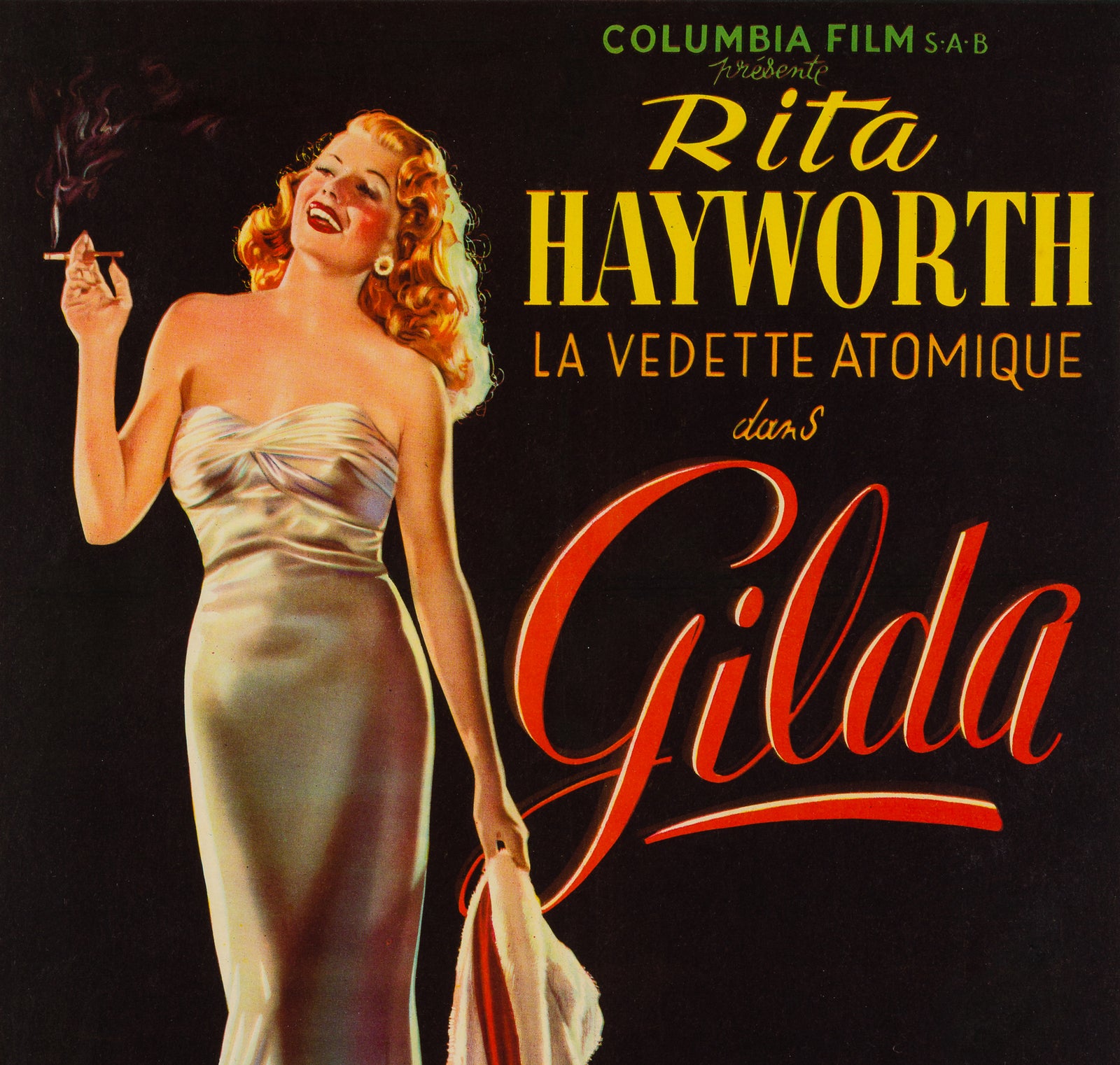 Gilda 1946 Belgian original film movie poster - detail