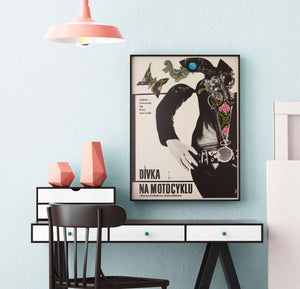 Girl on a Motorcycle 1968 Czech A1 Film Movie Poster, Stanislav Vajce