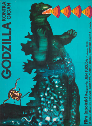 Godzilla vs Gigan 1977 Polish Film Movie Poster, Romuald Socha