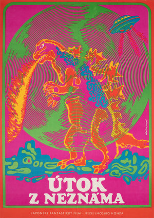 Godzilla vs Monster Zero 1971 Czech A1 Film Poster, Nemecek