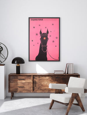 Horse of the Steppe 1979 Polish B1 Film Mive Poster, Flisak, Pink