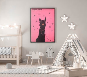 Horse of the Steppe 1979 Polish B1 Film Mive Poster, Flisak, Pink