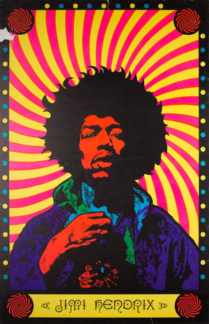 Jimi Hendrix 1968 Blacklight Vintage Original Poster