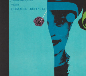 Jules and Jim 1967 Czech A1 Film Poster, Vaca - detail