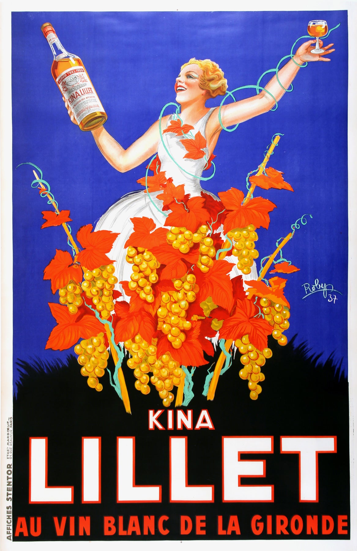 Kina Lillet 1937 French Vintage Liqueur Poster, Robys