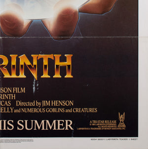 Labyrinth 1986 Advance US 1 Sheet Film Movie Poster, Chorney - detail