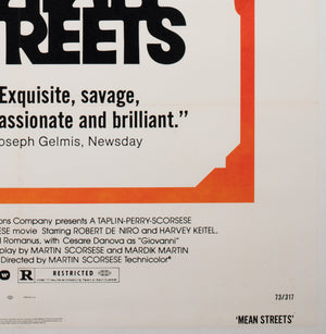 Mean Streets 1973 US 1 Sheet Film Poster - detail