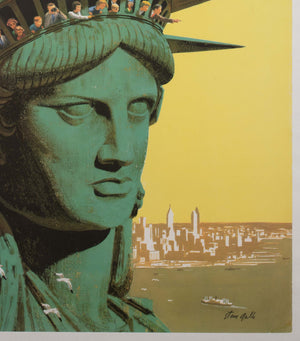 New York 1960s United Air Lines Travel Poster, Stan Galli - detail