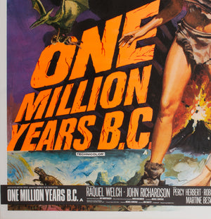 One Million Years BC/She Double Bill 1968 original UK quad film poster - detail