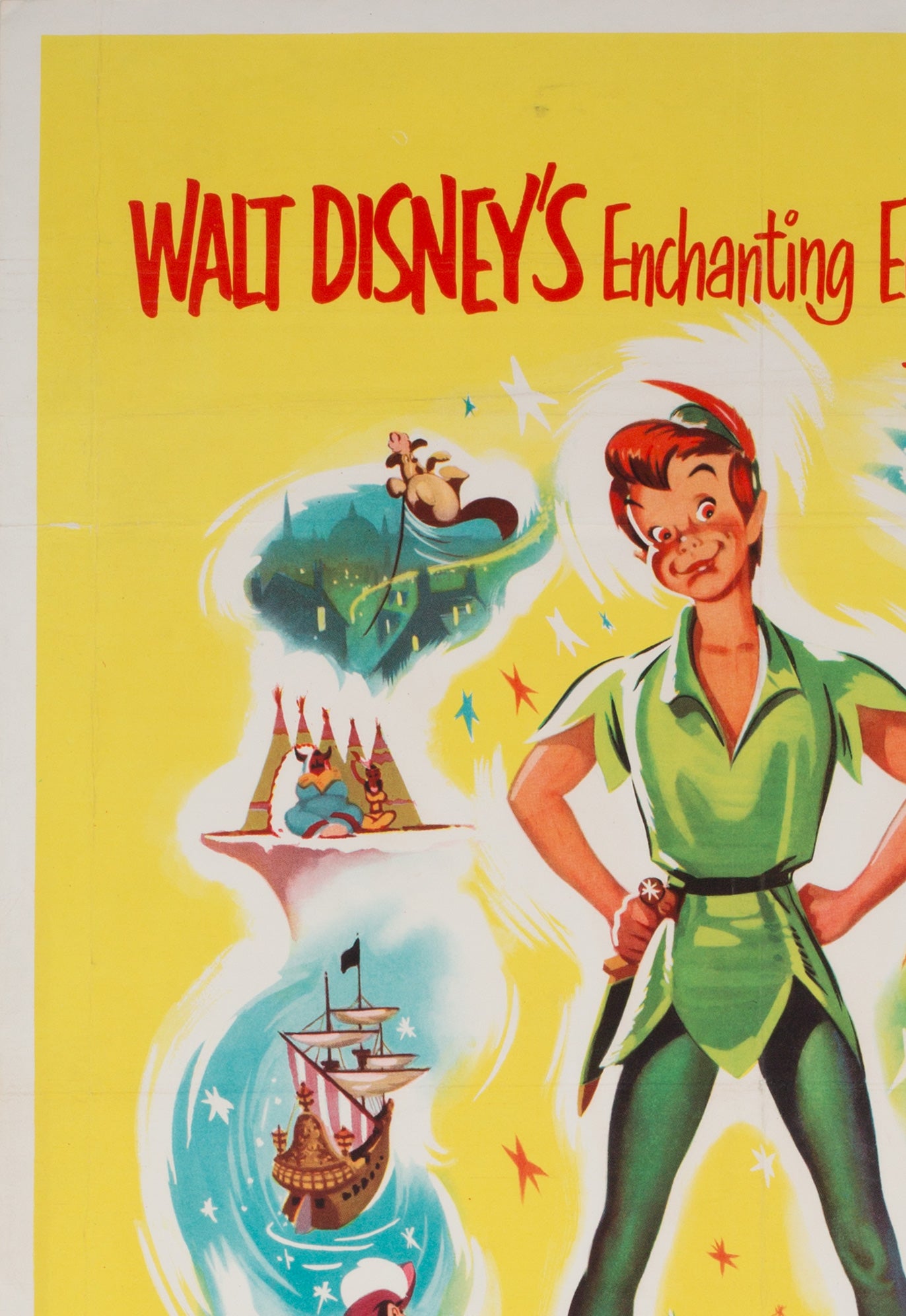 Peter Pan R1965 UK Double Crown Film Poster - detail