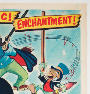 Pinocchio R1954 US 1 Sheet Film Poster, Disney - detail