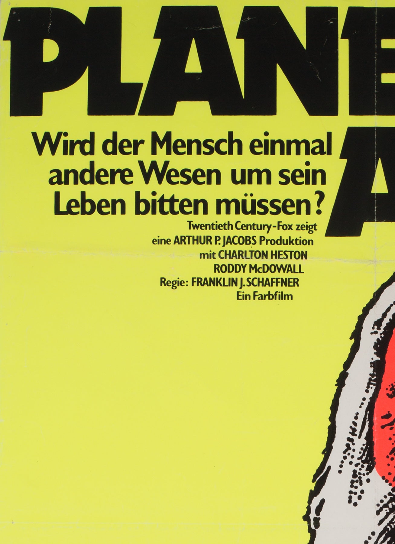 Planet of the Apes R1975 East German Film Poster - detail
