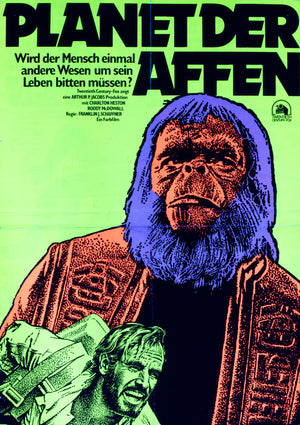 Planet of the Apes R1975 German Blacklight A2 Film Movie Poster - UV