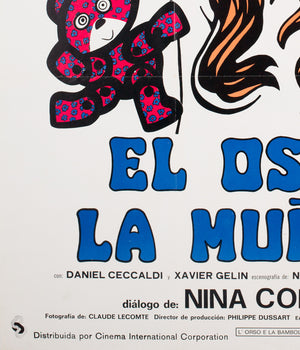 The Bear and the Doll 1969 South American Film Poster, DeRossi - detail
