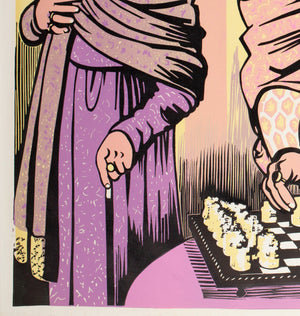 The Chess Players 1970s Academy Cinema UK Quad Film Poster, Strausfeld - detail