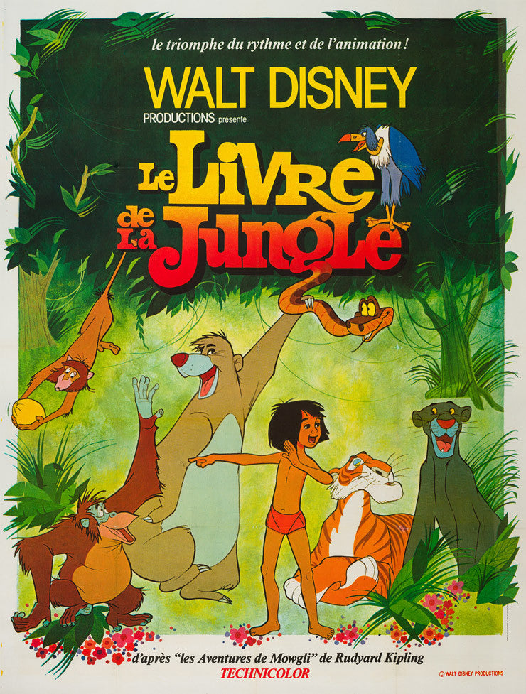 Original 1970s French Grande The Jungle Book film movie poster