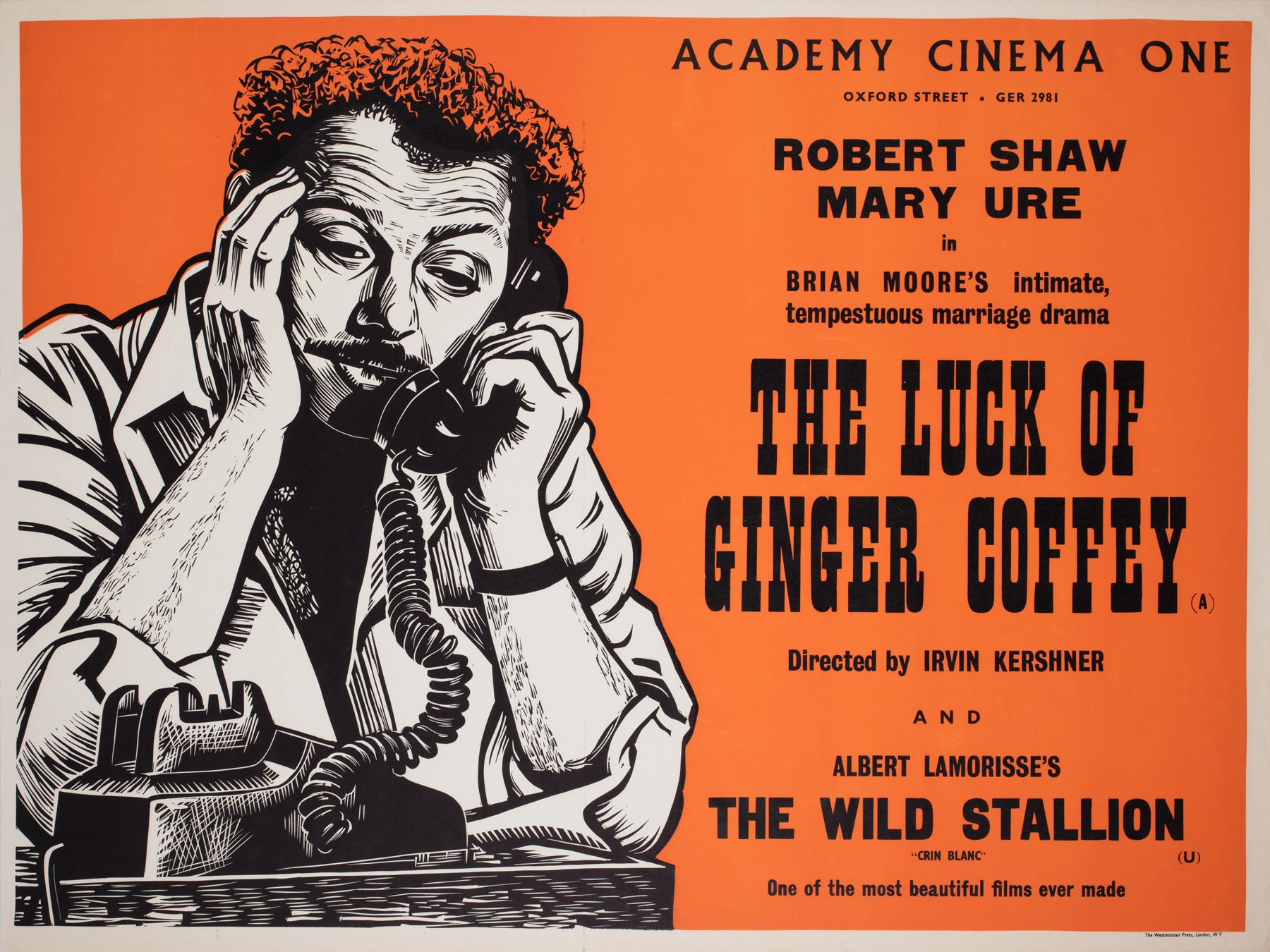 The Luck of Ginger Coffey 1965 Academy Cinema UK Quad Film Poster, Strausfeld