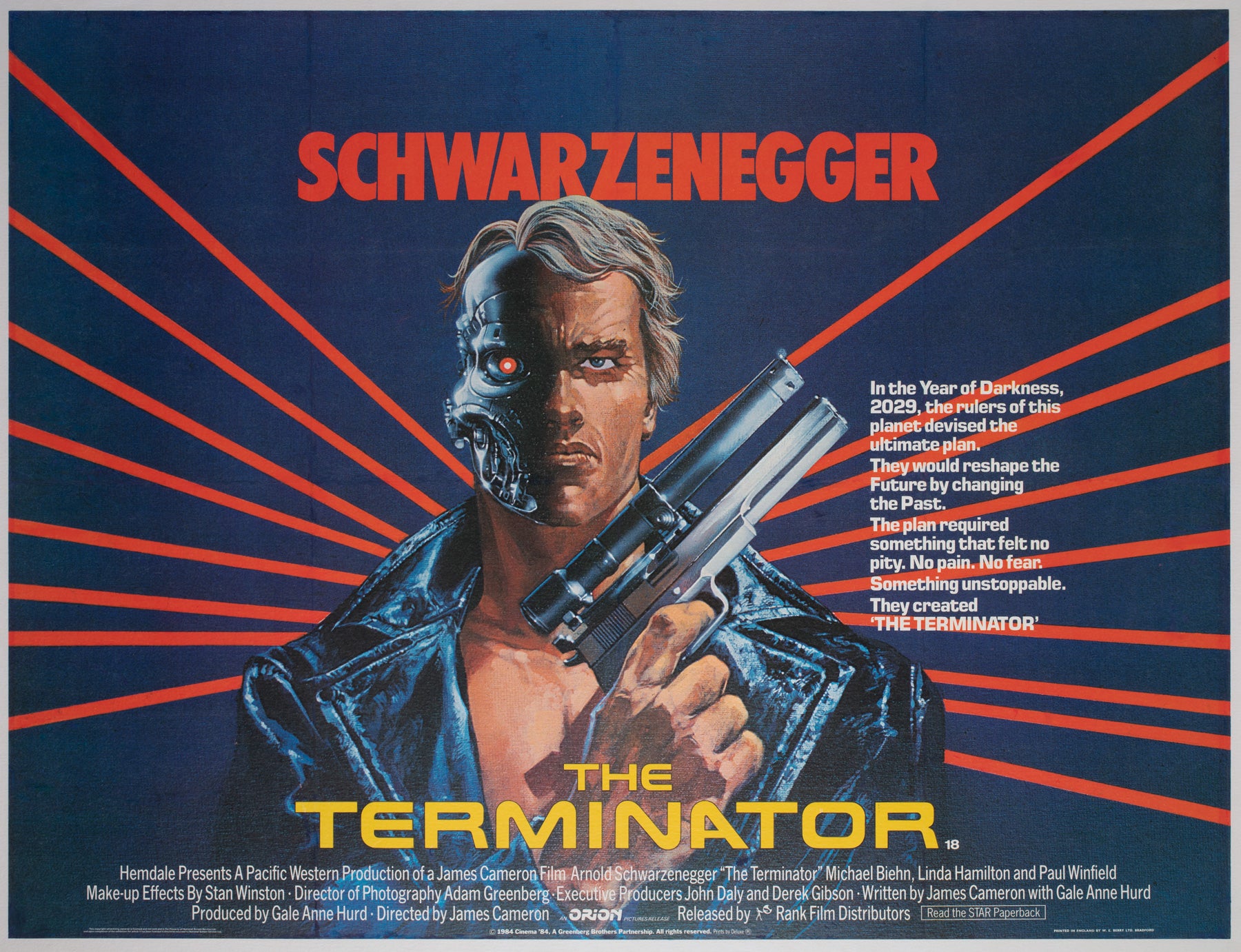 The Terminator 1985 UK Quad Film Movie Poster, Francis