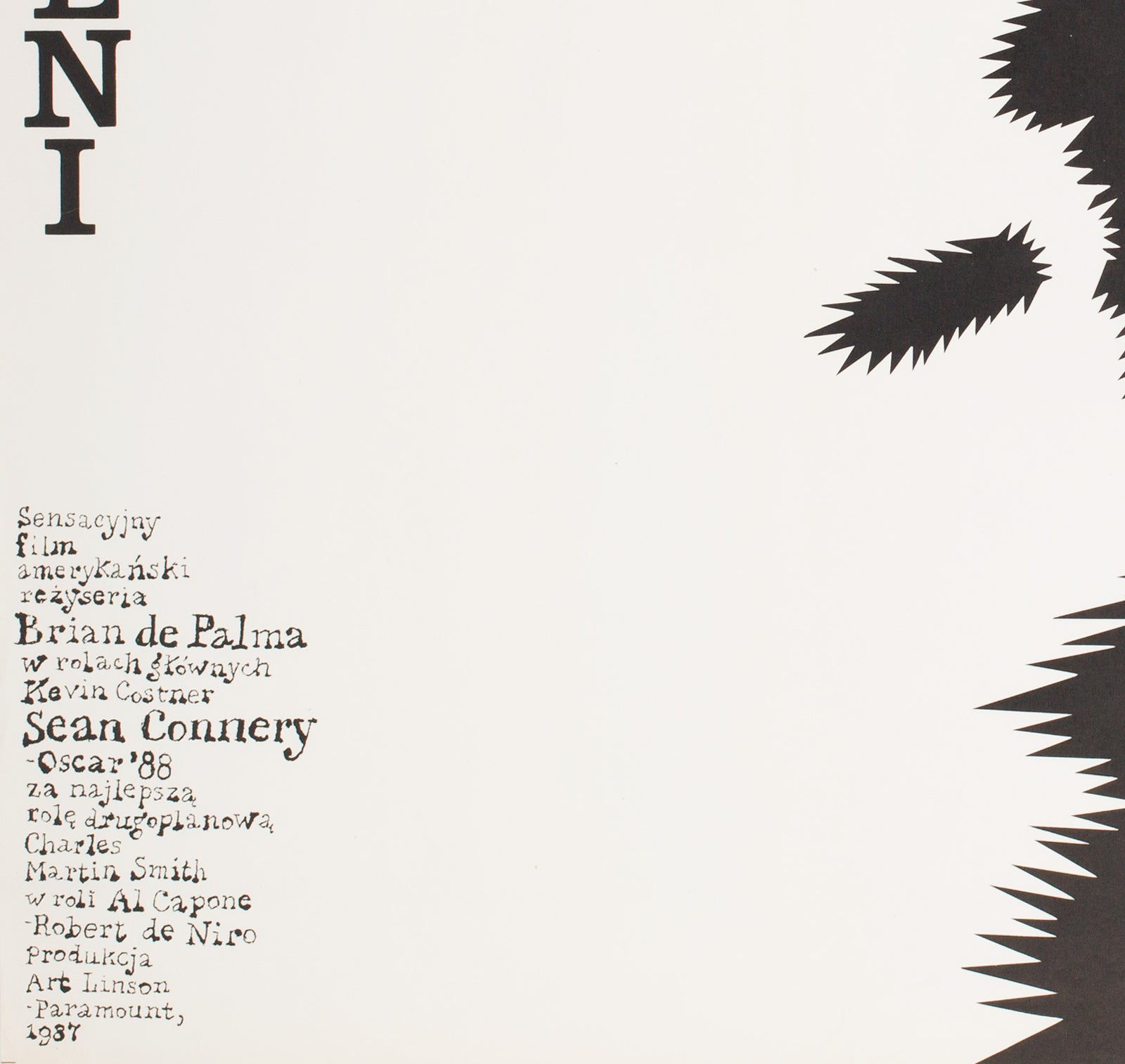 The Untouchables 1989 Polish B1 Film Poster, Wasilewski - detail