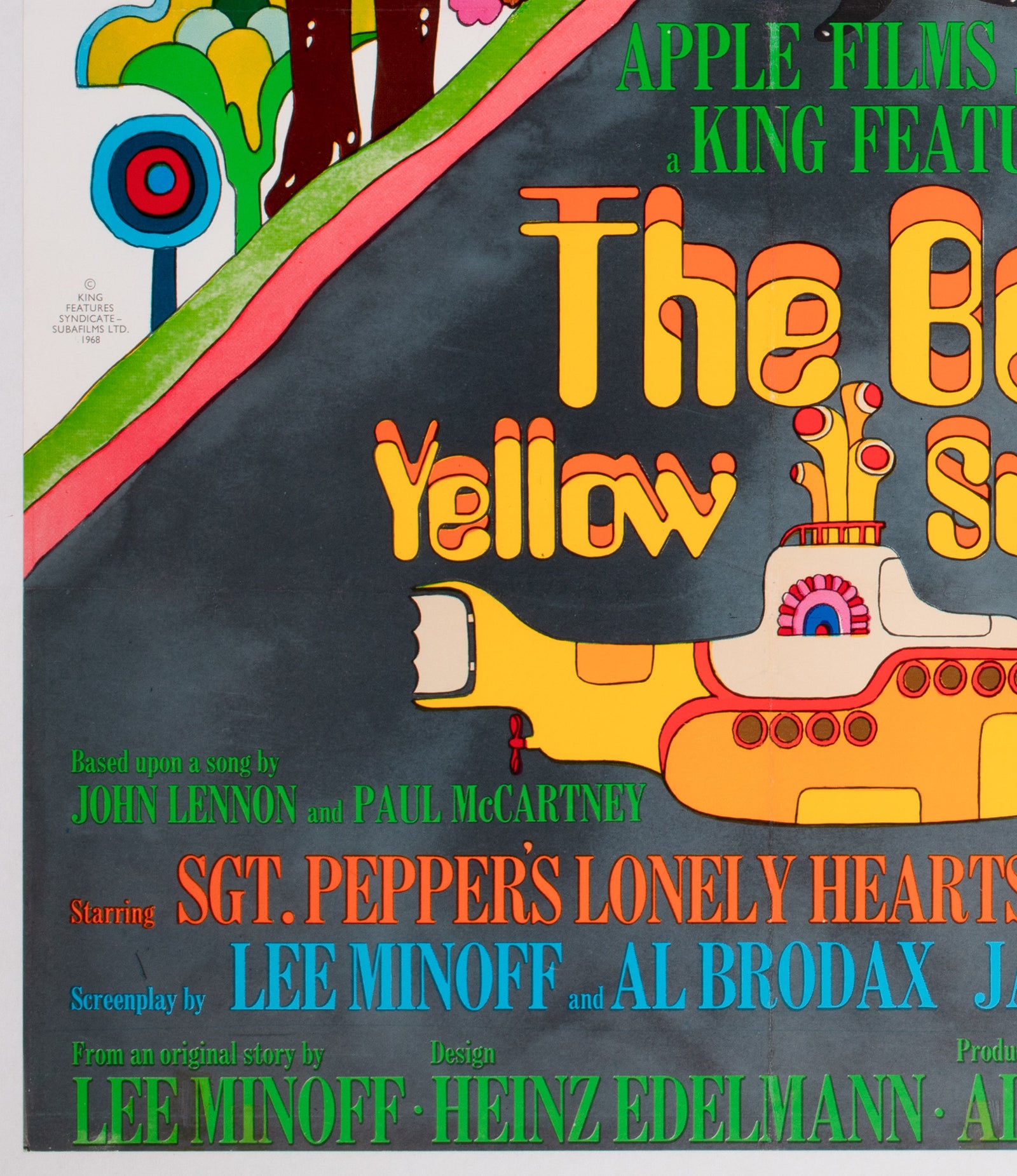 Yellow Submarine 1968 UK Quad Film Poster, Heinz Edelmann - detail
