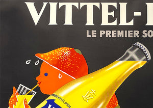 Vittel Delices c1955 Vintage French Beverage Advertising Poster, Andre Roland - detail