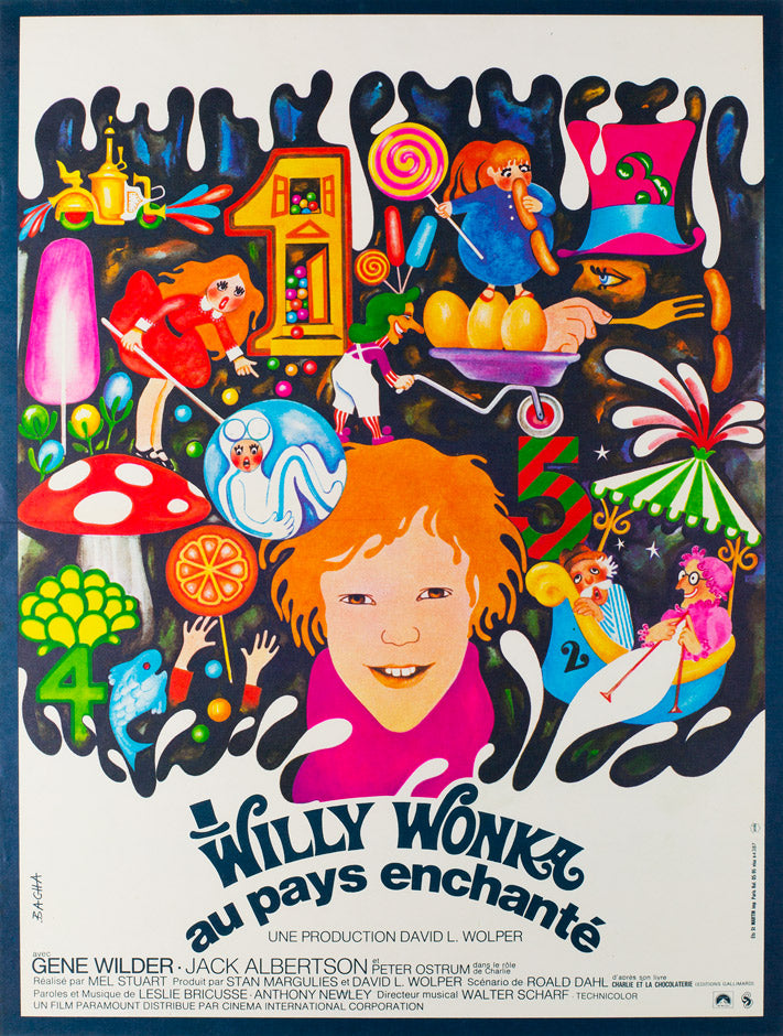 Original Willy Wonka and the Chocolate Factory 1971 French Petite film movie poster