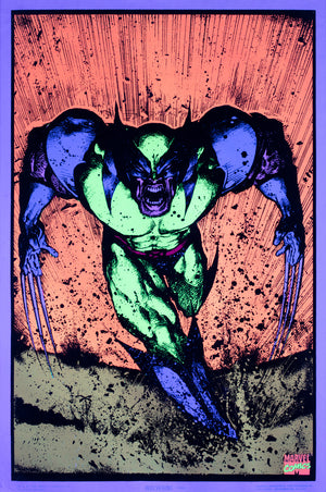 Wolverine 1996 Blacklight X-Men Marvel Vintage Poster