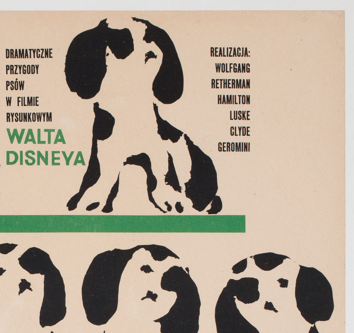 101 Dalmatians 1966 Polish Film Movie Poster, Liliana Baczewska - detail