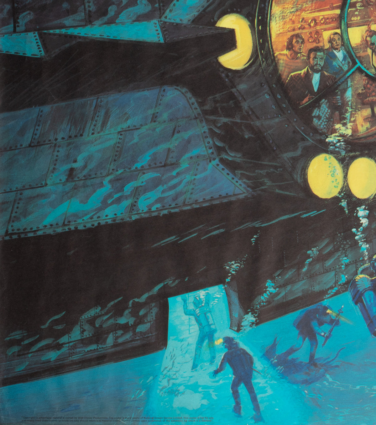 20,000 Leagues Under the Sea R1976 UK Quad Film Movie Poster, Brian Bysouth - detail