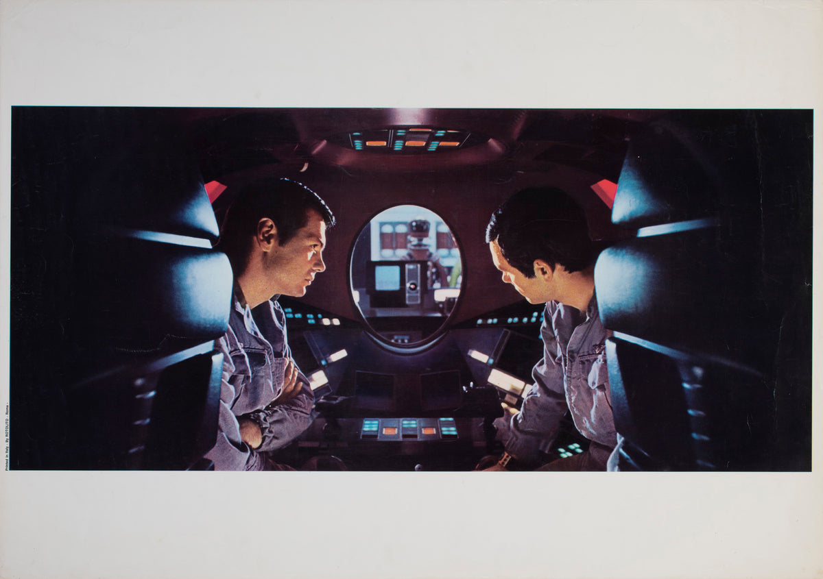2001 A Space Odyssey 1968 Italian Jumbo Still Film Movie Poster HAL Dullea and Lockwood