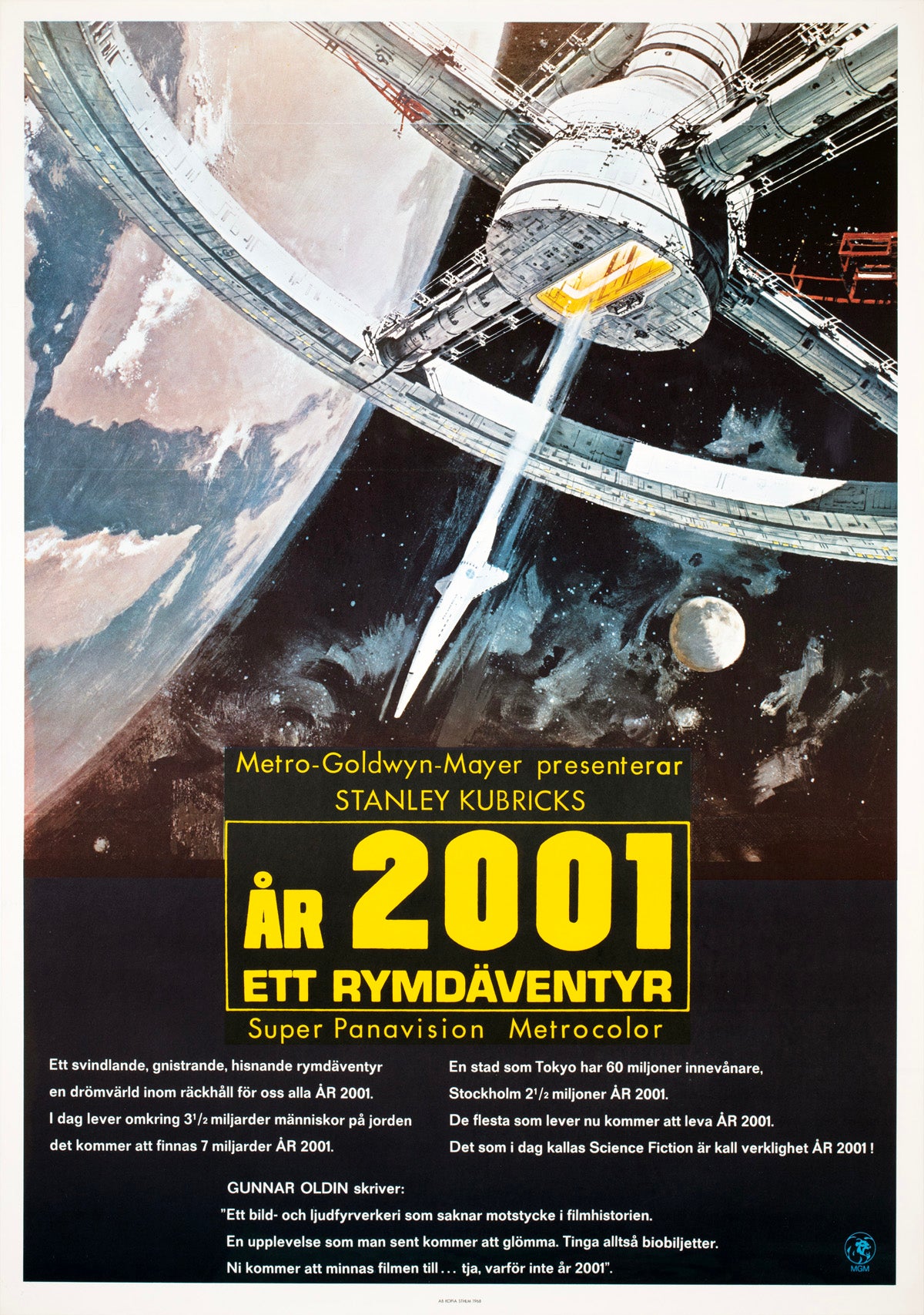 2001 A Space Odyssey 1968 Swedish Film Poster Bob McCall