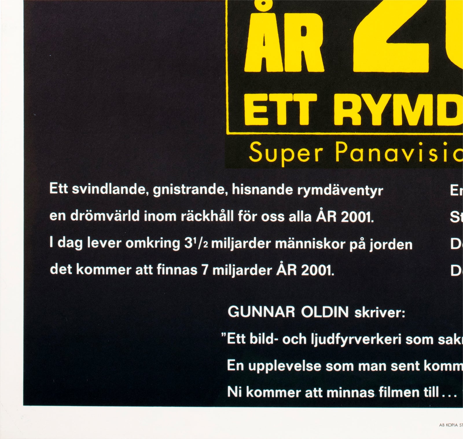 2001 A Space Odyssey 1968 Swedish Film Poster Bob McCall - detail