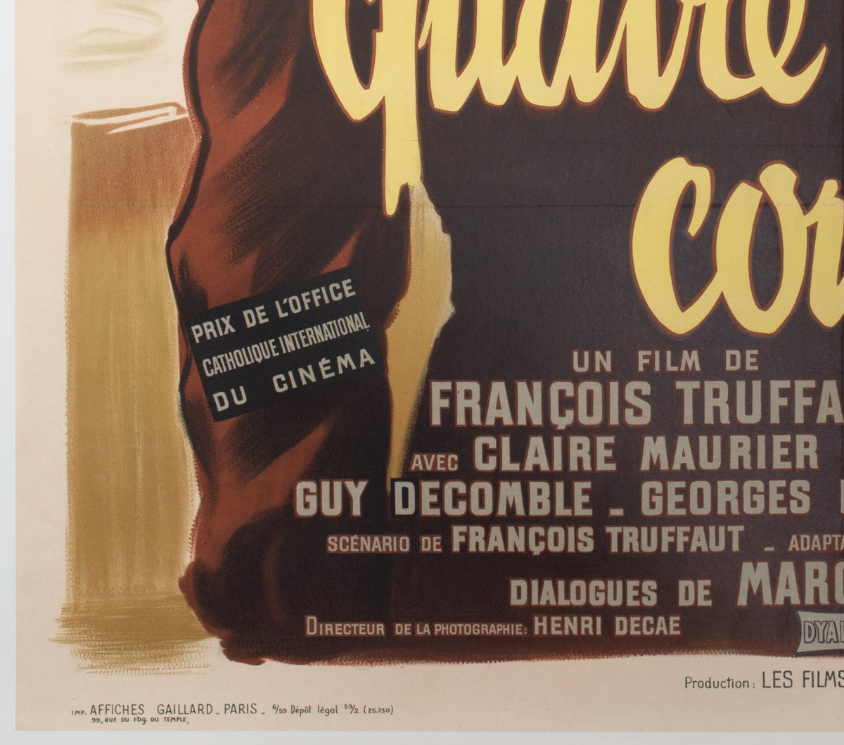 The 400 Blows 1959 French Grande Film Movie Poster, Boris Grinsson - detail