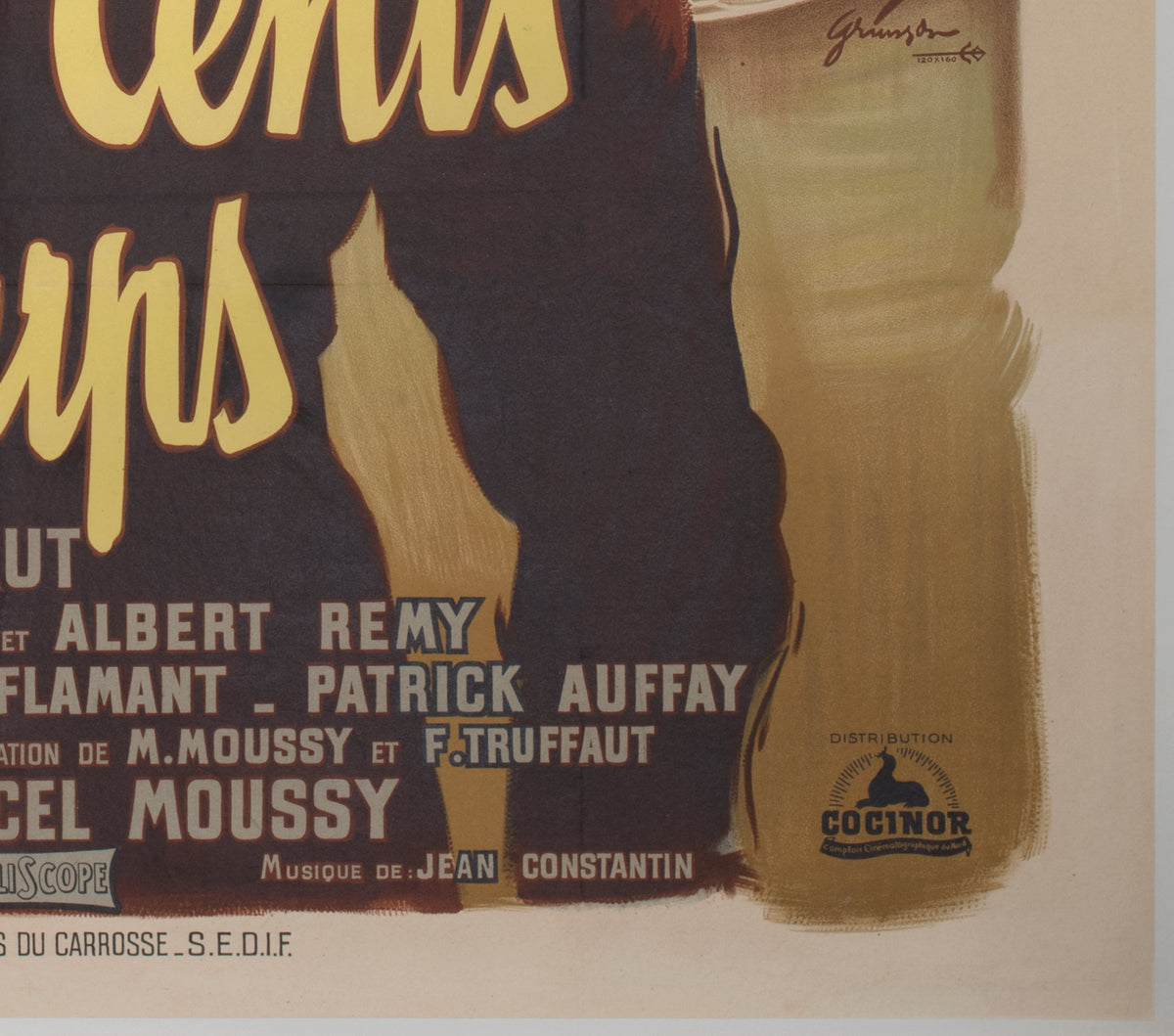 The 400 Blows 1959 French Grande Film Movie Poster, Boris Grinsson - detail