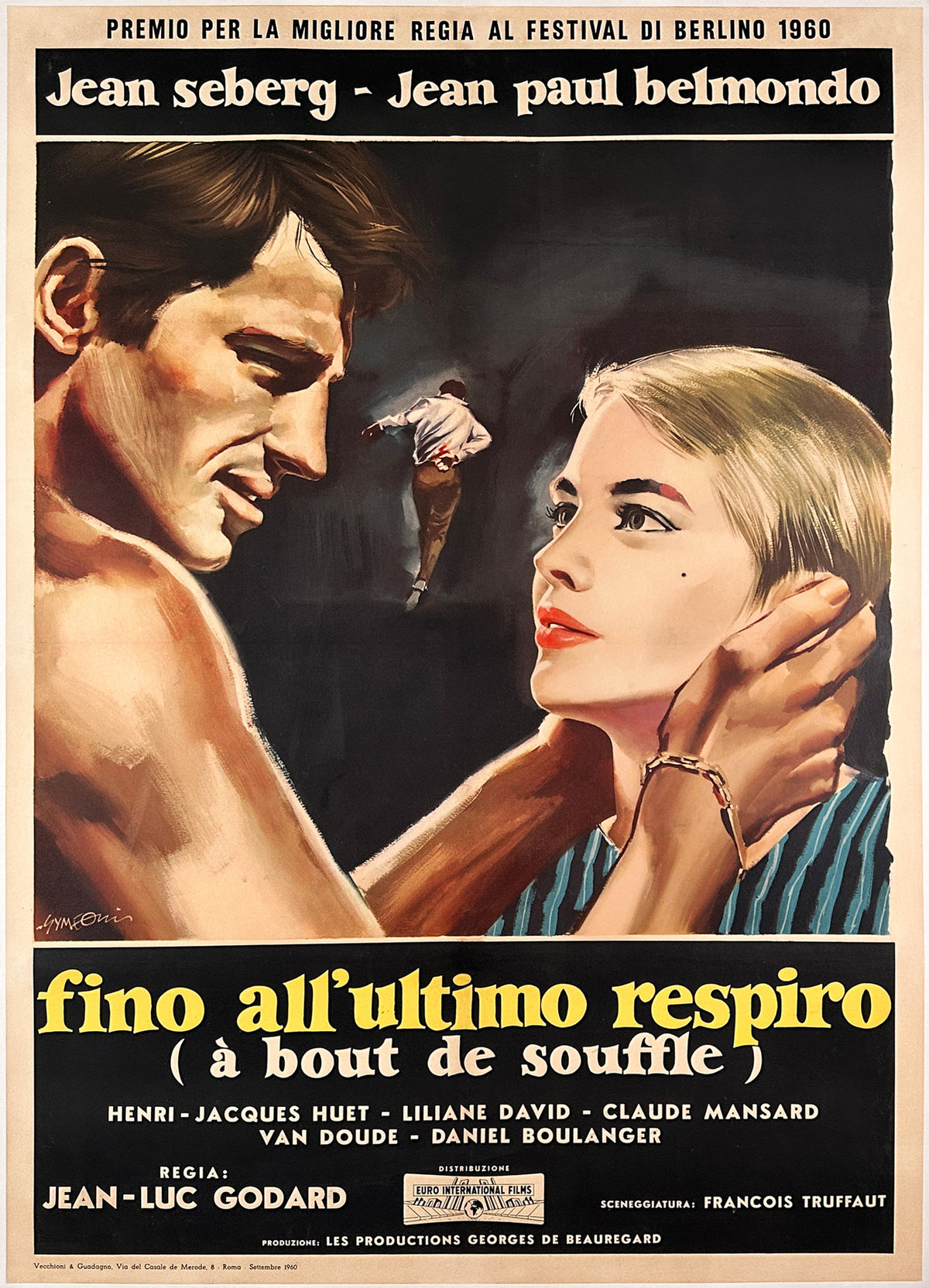 A Bout De Souffle 1960 Italian 2 Foglio Film Movie Poster, Sandro Symeoni