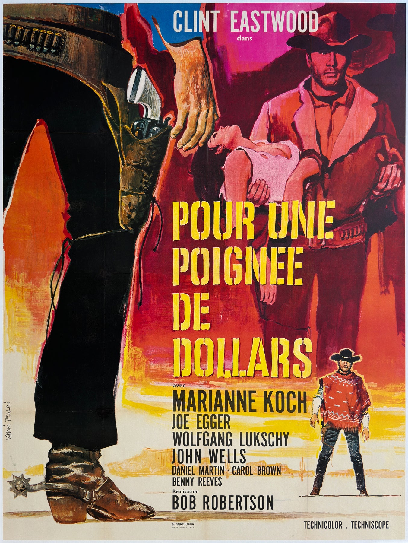 A Fistful of Dollars 1964 French Grande Film Movie Poster, Vanni Tealdi