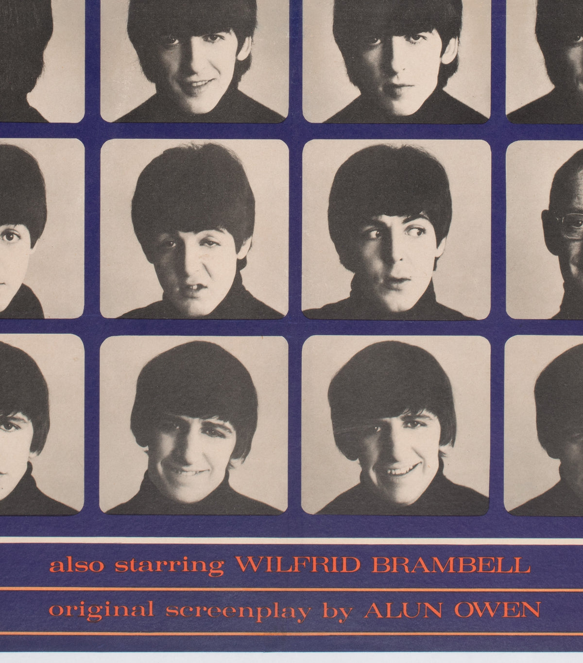 A Hard Day's Night 1964 UK Quad Film Movie Poster, The Beatles - detail