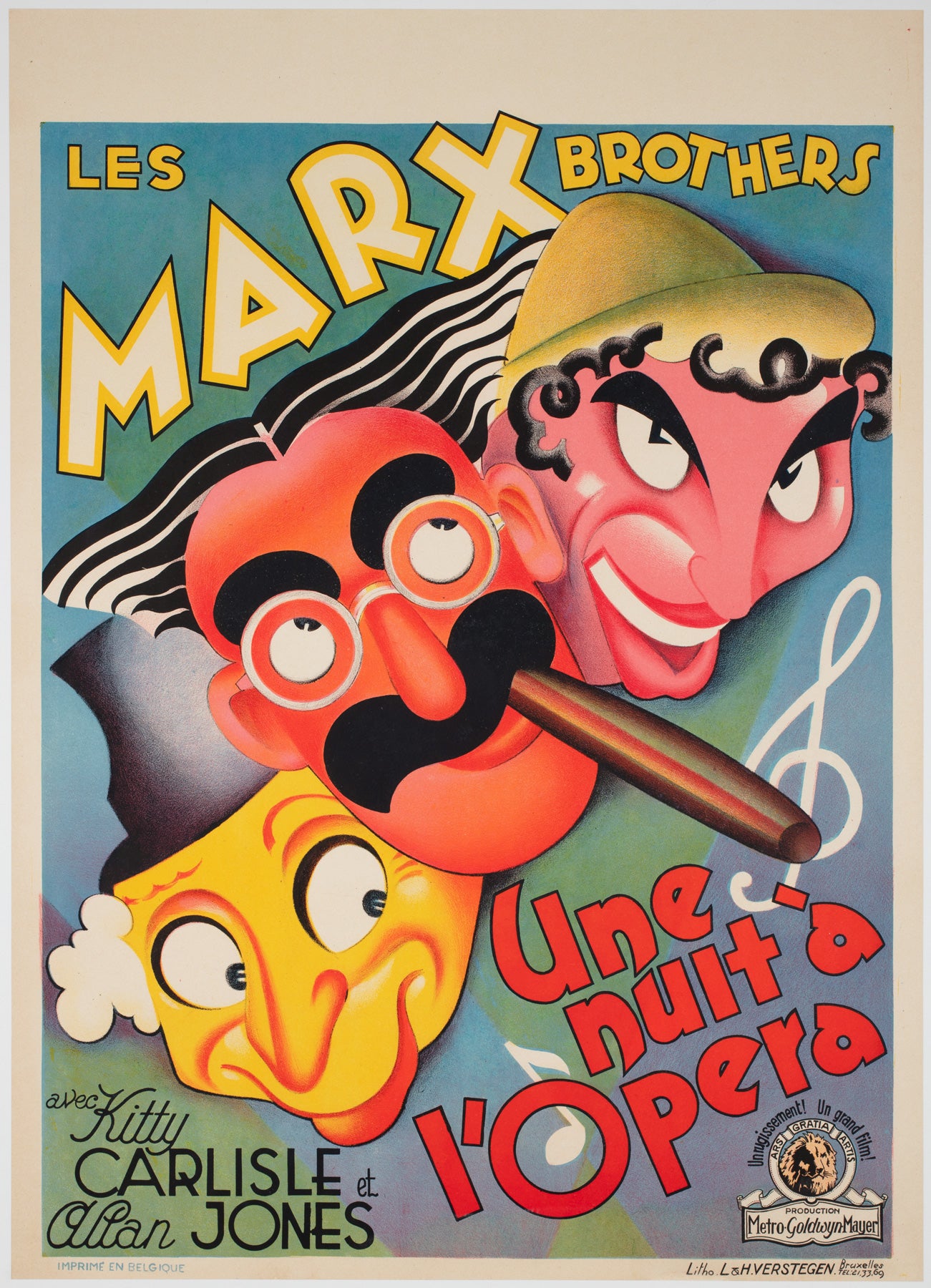 A Night At The Opera 1936 Belgian Film Movie Poster