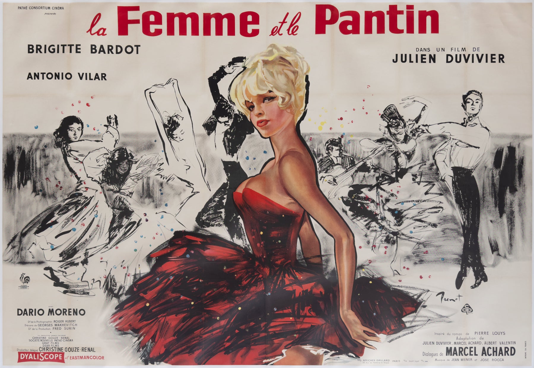 A Woman Like Satan 1959 French Double Grande Film Movie Poster, Yves Thos