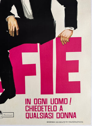 Alfie 1966 Italian 2 Foglio Film Movie Poster, Sandro Symeoni - detail