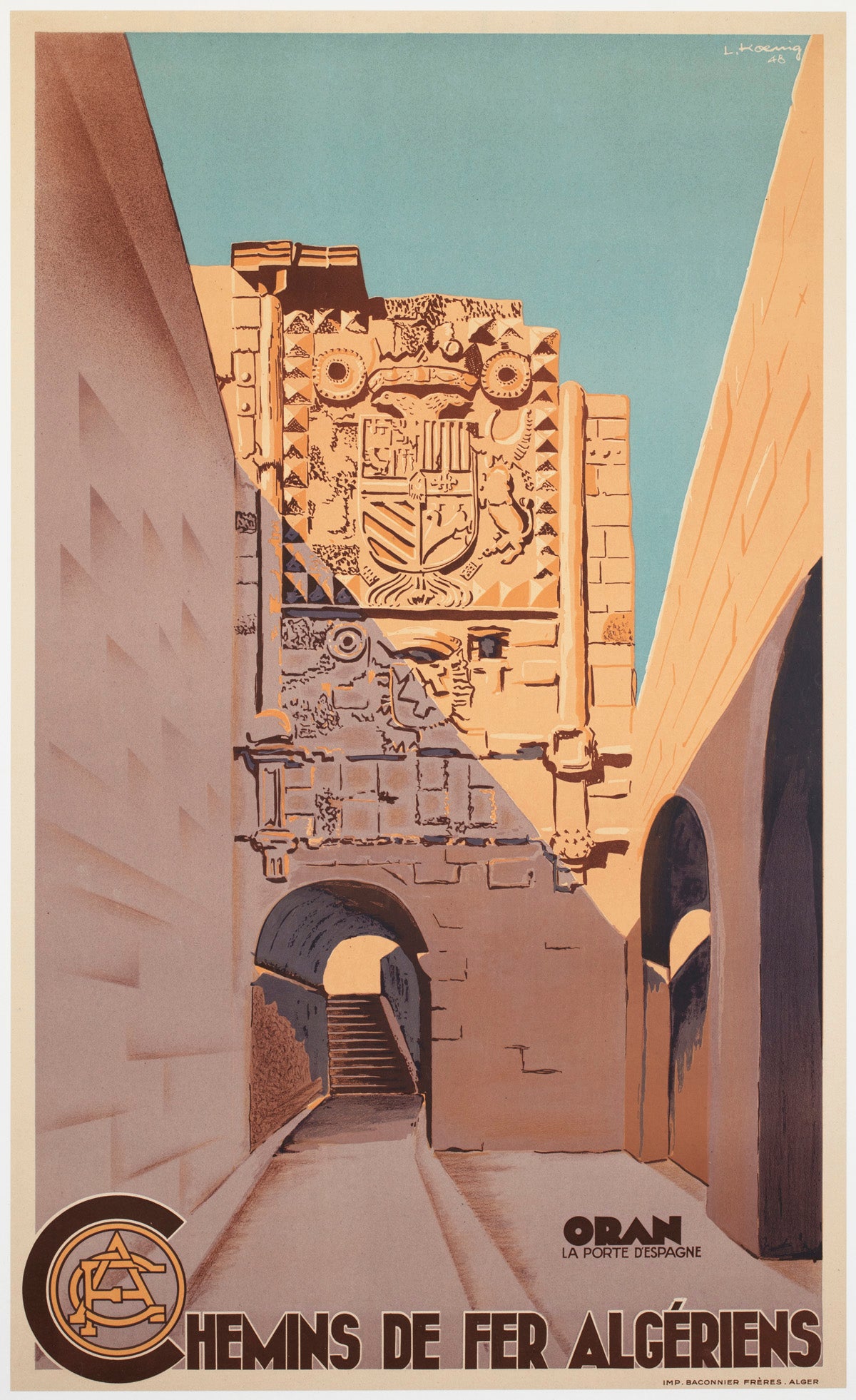 Algeria 1948 ORAN Travel Advertising Poster Travel Poster Koenig