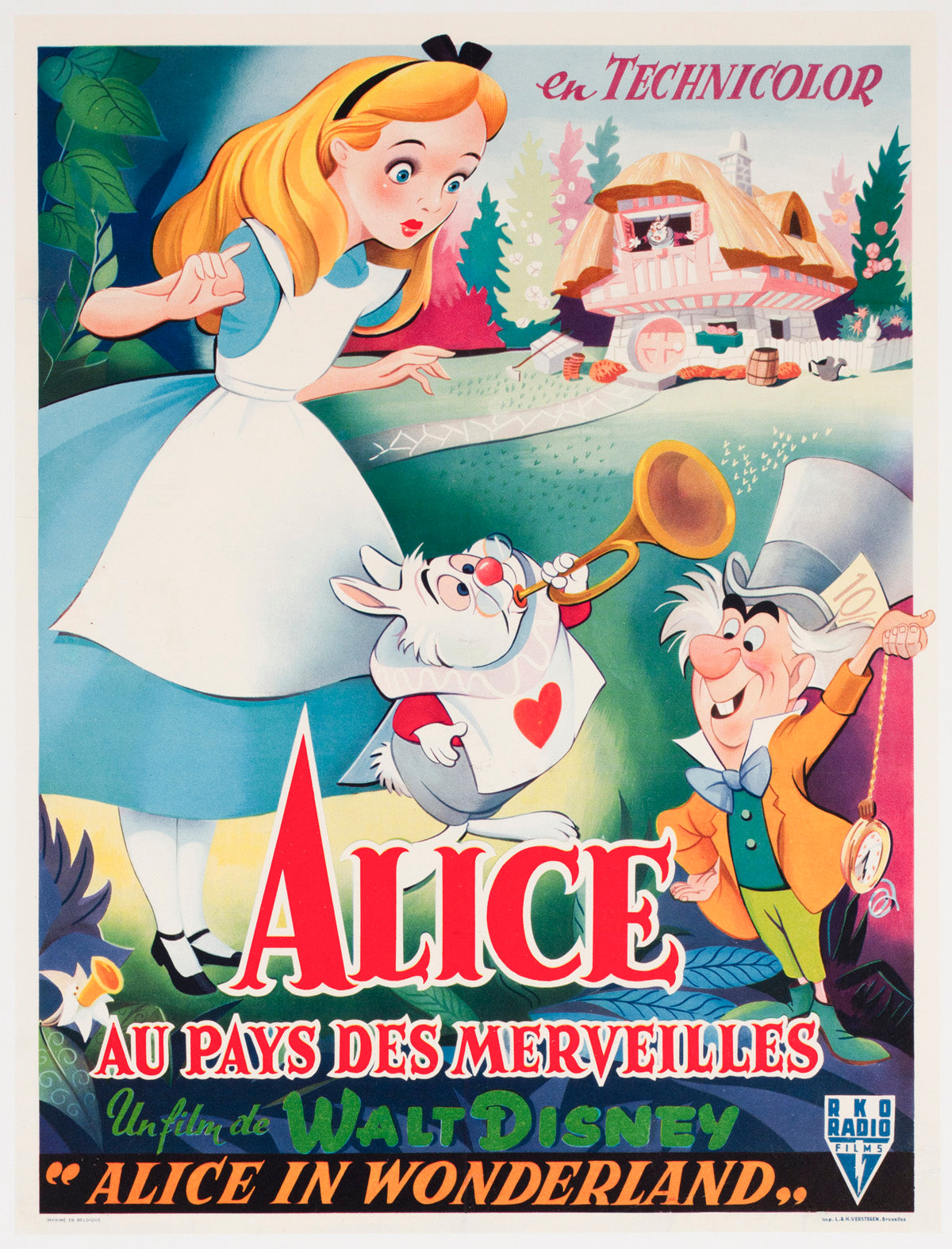 Alice in Wonderland 1951 Belgian Film Poster